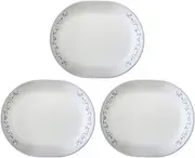 [CORELLE] Vitrelle Serving Platter, 12-1/4-Inch Large Serving Plate, Triple Layer Glass, Crack and Chip Resistant, Country Cottage, 3 Platters
