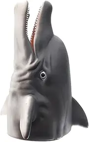 Toyvian Simulation Dolphin Head Hand Puppet Fun Role Play Accessory for Educational Animal Hand Puppet for Imaginative Play Present for Grey