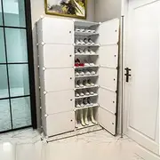 White Door Easy Sort Portable Shoe Storage Plastic Cube Storage Tower Shelves for Storage Shoe Cabinet Shoe Rack (White 2 Column 10 Row)