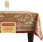 Maison d' Hermine 100% Cotton Table Cover - 60"x90" Rectangle Decorative Tablecloth - Washable Tablecloths for Dining, Home & Party - for Thanksgiving & Christmas - Kashmir Paisley Collection