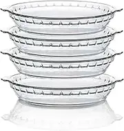 8 Inch Deep Glass Pie Pans Set of 4, High Borosilicate Glass, Perfect for Baking Apple Pie, Pumpkin Pie