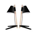 2X Industrial Bedside Table Lamp Study Reading Light E27 Metal & Wood Lamp Black