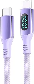 USB C to USB C Charger Cable, DC01 LED Display 100W/5A PD Fast Charging Type C Cord Compatible with iPhone 16 Pro Max/15, MacBook Pro, iPad Pro, Dell, Matebook, Chromebook, Pixel, Switch, 1.2M