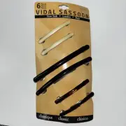Vidal Sassoon Barrettes French Bar Clips Black Ivory Tortoise 6 Pack Y2K 2000s