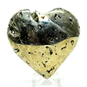 59mmGolden Pyrite Geode Heart Natural Druzy Cubes Crystal Sparkling Mineral Peru