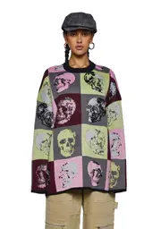 [The Ragged Priest] Skull Tile Knit Sweater