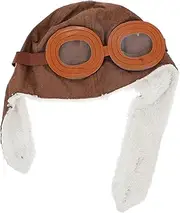 [WOFASHPURET] Cute Hat for Boys and Girls Cotton Pilots Design Hat Warm Comfortable for Outdoor Activities Children's Leisure h Coffee