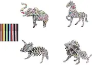 BESPORTBLE 1 Set 3D Graffiti Puzzle 3D Coloring Puzzle Art 3D Animal Puzzle Graffiti Puzzle Toy DIY Puzzle Kit Coloring Arts and Crafts for Paper Preschool Stress