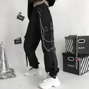 Chained Cargo Harem Pants With Chain - White - L