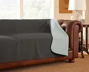 Mambe 100% Waterproof Furniture Cover Blanket for Dogs and Cats, Protection for Bed Couch Sofa Recliner Carpet, Soft Durable Washable Microfleece, Slate-Mist, 70x90 inches