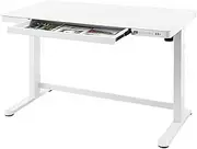 Luxsuite Standing Desk Electric Motorised Sit Stand Table Desk Home Office Workstation Height Adjustable with Drawers White