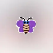 Purple Butterfly Patch — Iron On Badge Embroidered Motif — Kids Cute Fun Animal