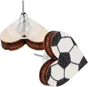 1 Pair Heart Shaped Sports Earrings Durable Design for Football Volleyball Fans Symbol of Love Support for Athletes Unique Leopard Pattern Jewelry