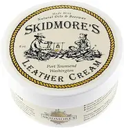 Skidmore’s Original Leather Cream | 100% Natural Non Toxic Water Repellent Formula is a Cleaner and Conditioner | Repair a Saddle Riding Boots Jacket Gloves Chaps Tack BeltFaux Leather | 6 Oz