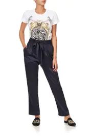 DROP CROTCH SLIM LEG PANT LUXE NAVY