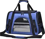 Zxpjkyu Soft Pet Carrier Bag with Shoulder Strap and Detachable Mat for Puppies, Blue