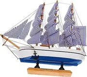ULDIGI Handmade Wooden Sailing Ship Mediterranean Decor Nautical Boat Model for Home Unique for Guests Random