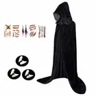 WTOR 19Pcs Halloween Black Cloak with Hood Vampire Costume Large,