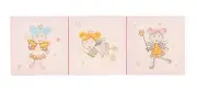 Gorgeous Wall Hanging Art Pink Girls Fairy Canvas Backing 3 Set Metal Hangers