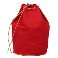 在飛比找momo購物網優惠-【Hermes 愛馬仕】棉質帆布牛皮飾邊抽繩側背水桶包(紅色