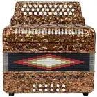 Goldstar 31 Key 12 Bass Button Accordion Key GCF, Case & Straps Gold