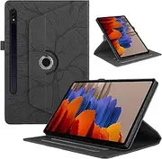 [TEDTIKJT] Case for Samsung Galaxy Tab S10 Ultra/Tab S9 Ultra/Tab S8 Ultra 14.6 Inch 2024/2023/2022 Protective Leather 360° Rotating Multi-Angle Stand Tree Flip Protective Tablet Case Black