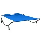 Outdoor Lounge Bed Fabric Blue Garden Seating Lounger Daybed Sun Bed vidaXL