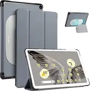 DUEDUE Case for Google Pixel Tablet 11 inch 2023 Tri-Fold Hard Shell Protective Tablet Case for Google Pixel Tablet, Shockproof Stand Case Ultra Thin PU Leather, Auto Wake/Sleep, Grey