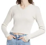 NWT BP. Reagan Rib Crop Sweater In Ivory Size S