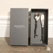 Demdaco Black Metal Twig Serving 5 1/2" Inch Spoon & Spreader Knife Set !!!