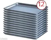 Baking Sheet Pans 18" x 26" Full Size Aluminum Bun Pan Set of 12 Wire in Rim