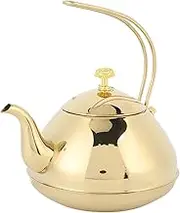 Stainless Steel Tea Pot, 1500ml Gold Teapot with Infuser, Polished Brewing Tea Kettle with Anti Drip Spout for Loose Leaf, Herbal, Blooming