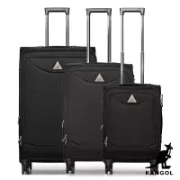 在飛比找博客來優惠-KANGOL - 英國袋鼠世界巡迴布面行李箱三件組-共3色黑