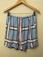 BNWT Peter Alexander Women’s Pink & Blue Stripe Pyjama Shorts w/ Pockets -Size S