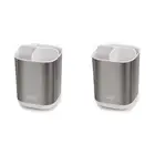 2PK Joseph Joseph EasyStore Steel Toothbrush Caddy/Storage Bathroom Organiser