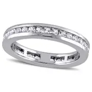 Lab-Created White Sapphire Channel-Set Eternity Band in Solid 10K White Gold