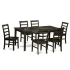 7 Pc Dining room set-Table with Leaf and 6 Kitchen Chairs.