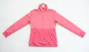 Adidas Women's Climalite 1/2 Zip Fleece Striped Pullover - Bubble Gum Pink / M
