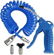 Sunxenze Air Duster Blow Gun with 5 Meter Long Coil PU Air Hose,Air Tank Blow Gun Kit,Blue