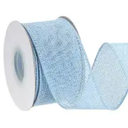 2 Inch x 10 Yard Burlap Wired Ribbon, Jute Ribbons with Iron Wire Light Blue
