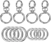 uxcell 4 Pcs Metal Swivel Clasps Key Chain O Ring Keyrings Round Spring Snap Keychain Hook Clip for Chains Extender DIY Handicrafts Keys Lanyards Jewelry Findings, Silver Tone