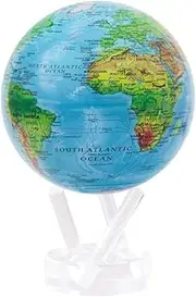 MOVA Globe Blue with Relief Map 6" with base, Solar Powered Rotating Globe No Need of Battery or Chord, Unique Gift and Decoration