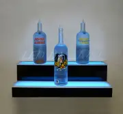 20" 2-Step WALL-MOUNT LED LIGHTED BAR SHELF, Home/Bar Liquor Bottle Display Rack