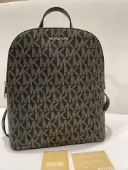NWT $298 MICHAEL KORS CINDY LARGE BACKPACK MK LOGO BLACK/GOLD COLOR