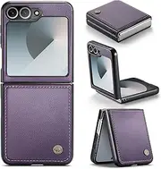Taneny Designed for Samsung Galaxy Z Flip 6 Case, Slim PU Leather Shockproof Protection Anti-Scratch Phone Cover Case for Samsung Galaxy Z Flip 6 5G (Purple)