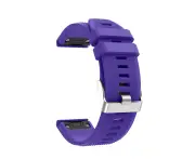 WASSUP 22mm Soft Silicone Replacement Strap for Fenix 5/Fenix 5 Plus/Fenix 6/Fenix 6 Pro Smartwatch Silver Buckle-Purple