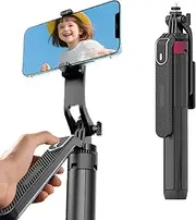 Mihauuke Portable Selfie Stick | Selfie Stick Compact | Rotating Camera Mount Anti-Shake Filming Bracket for Vlogging Streaming Recording Photography Sports Gym Blogging Indoor Travel Backpacking