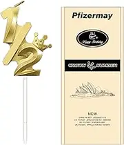 3.15 Inches Gold 1/2 Birthday Candle for Cake - Perfect Crown Design Cake Topper for Six-Month-Olds and Half Years Anniversaries (Crown-1/2, Gold)