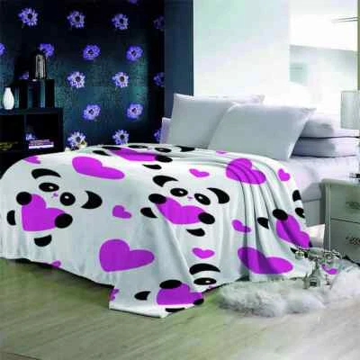 White Dog Panda Purple Love 3D Warm Plush Fleece Blanket Picnic Sofa Couch
