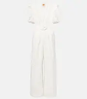 [Farm Rio] Farm Rio Broderie anglaise cotton jumpsuit AU 6 white